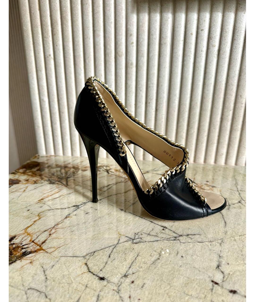 GIUSEPPE ZANOTTI DESIGN Черные кожаные босоножки, фото 5