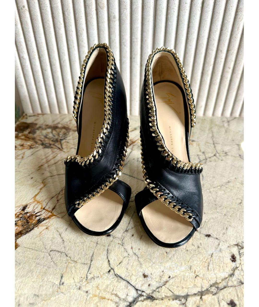 GIUSEPPE ZANOTTI DESIGN Черные кожаные босоножки, фото 2