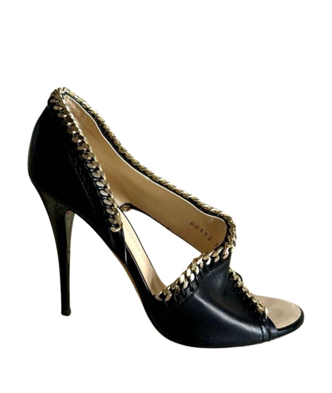 GIUSEPPE ZANOTTI DESIGN Черные кожаные босоножки, фото 1