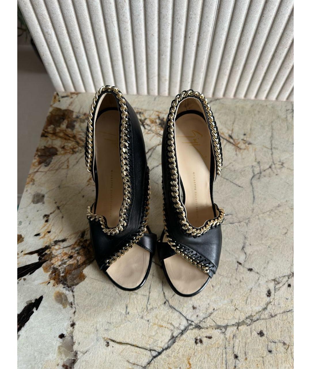 GIUSEPPE ZANOTTI DESIGN Черные кожаные босоножки, фото 3