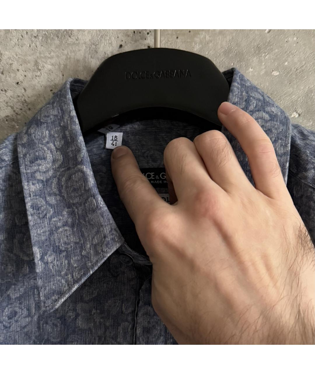 DOLCE&GABBANA Синяя хлопковая кэжуал рубашка, фото 7