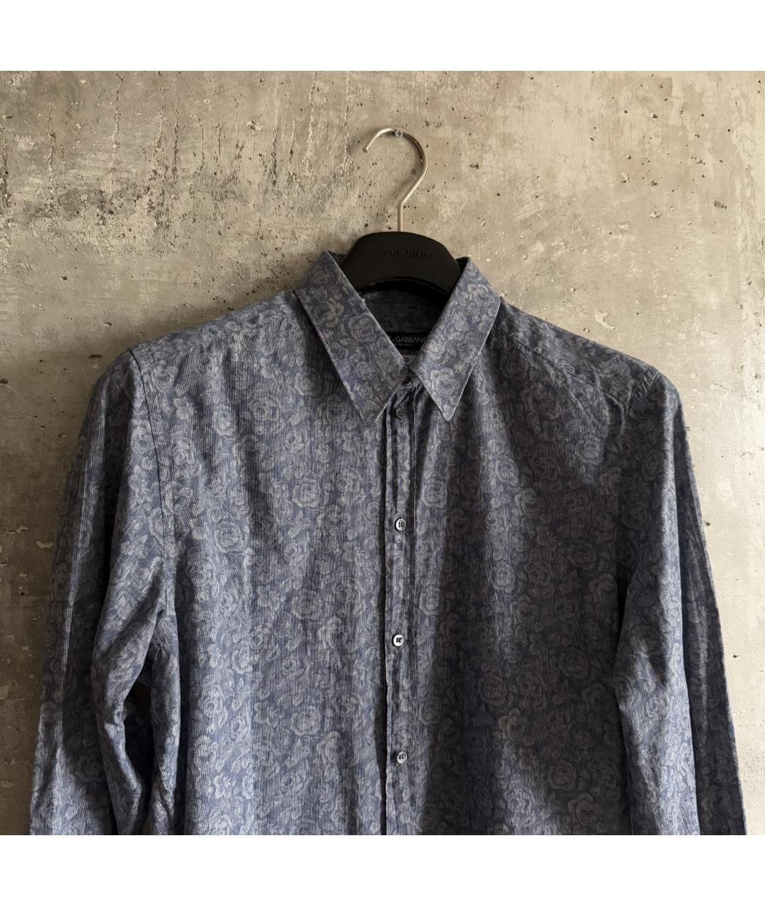 DOLCE&GABBANA Синяя хлопковая кэжуал рубашка, фото 4