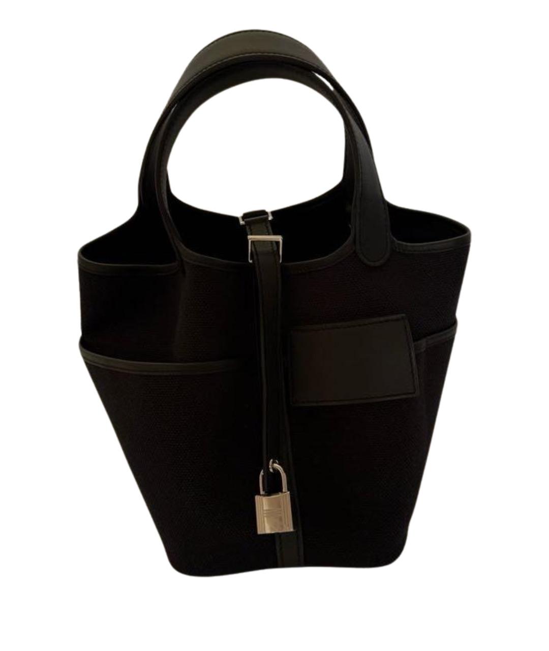 HERMES Черная кожаная сумка с короткими ручками, фото 1