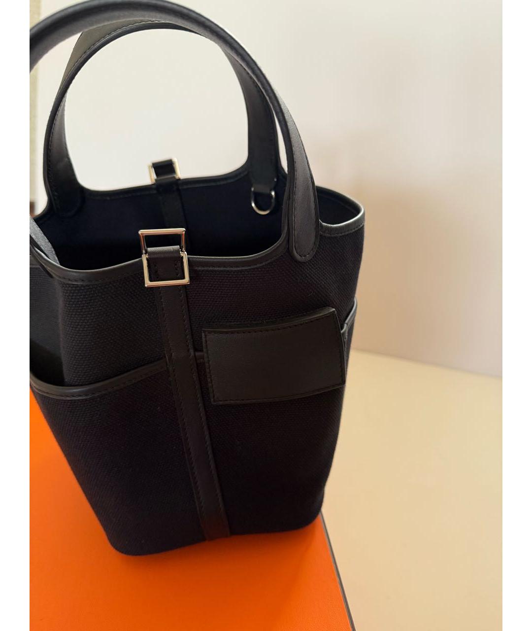 HERMES Черная кожаная сумка с короткими ручками, фото 6
