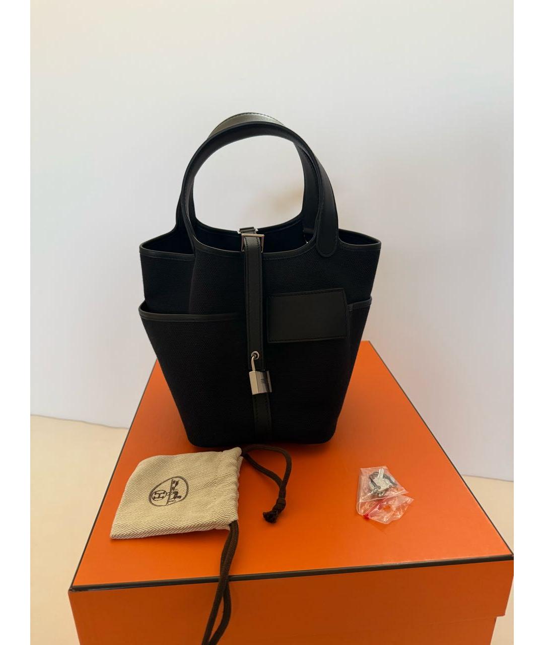 HERMES Черная кожаная сумка с короткими ручками, фото 2