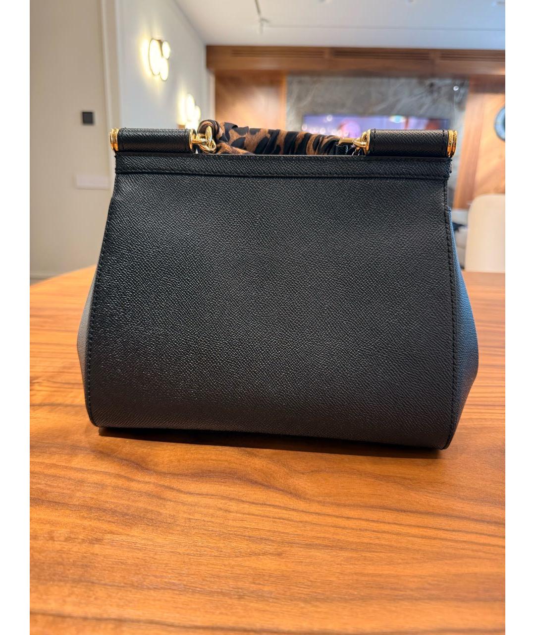 DOLCE&GABBANA Черная кожаная сумка с короткими ручками, фото 3