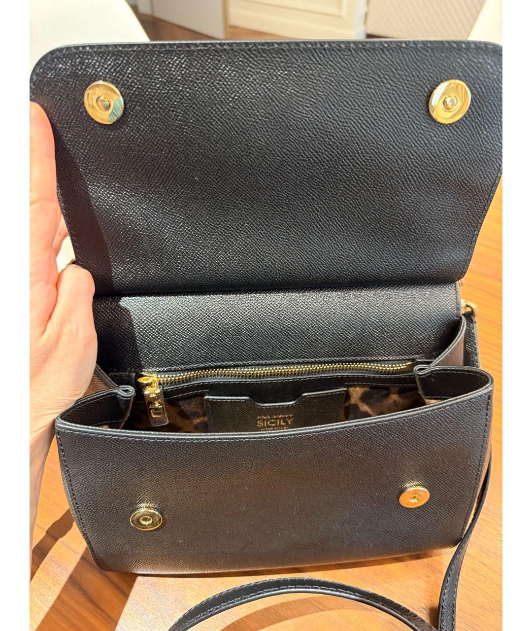 DOLCE&GABBANA Черная кожаная сумка с короткими ручками, фото 4