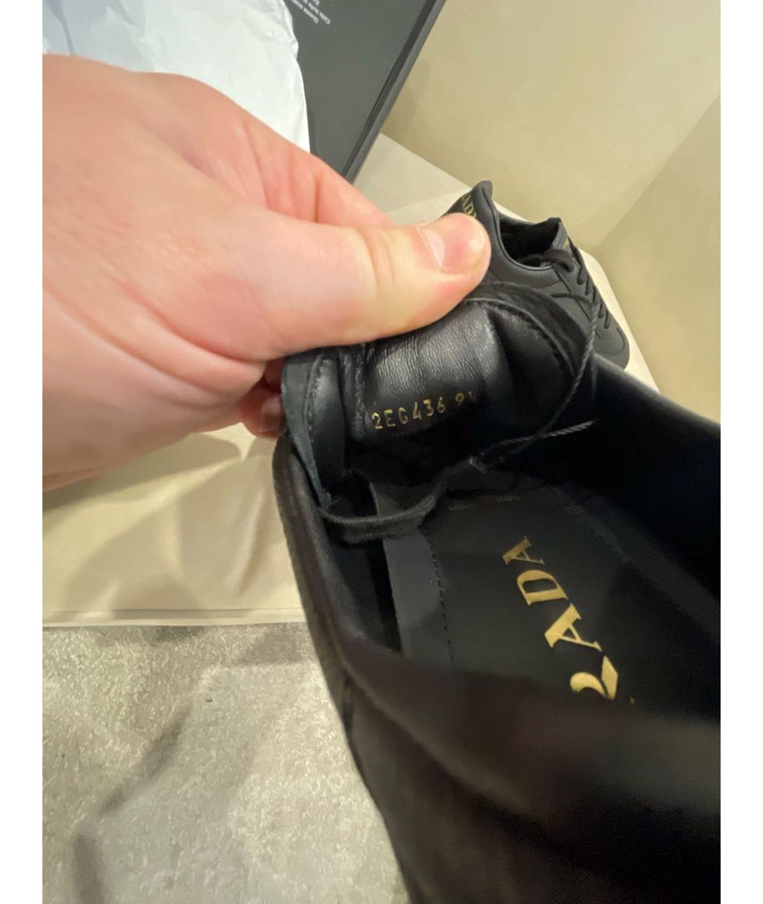 PRADA Черные кожаные низкие кроссовки / кеды, фото 6
