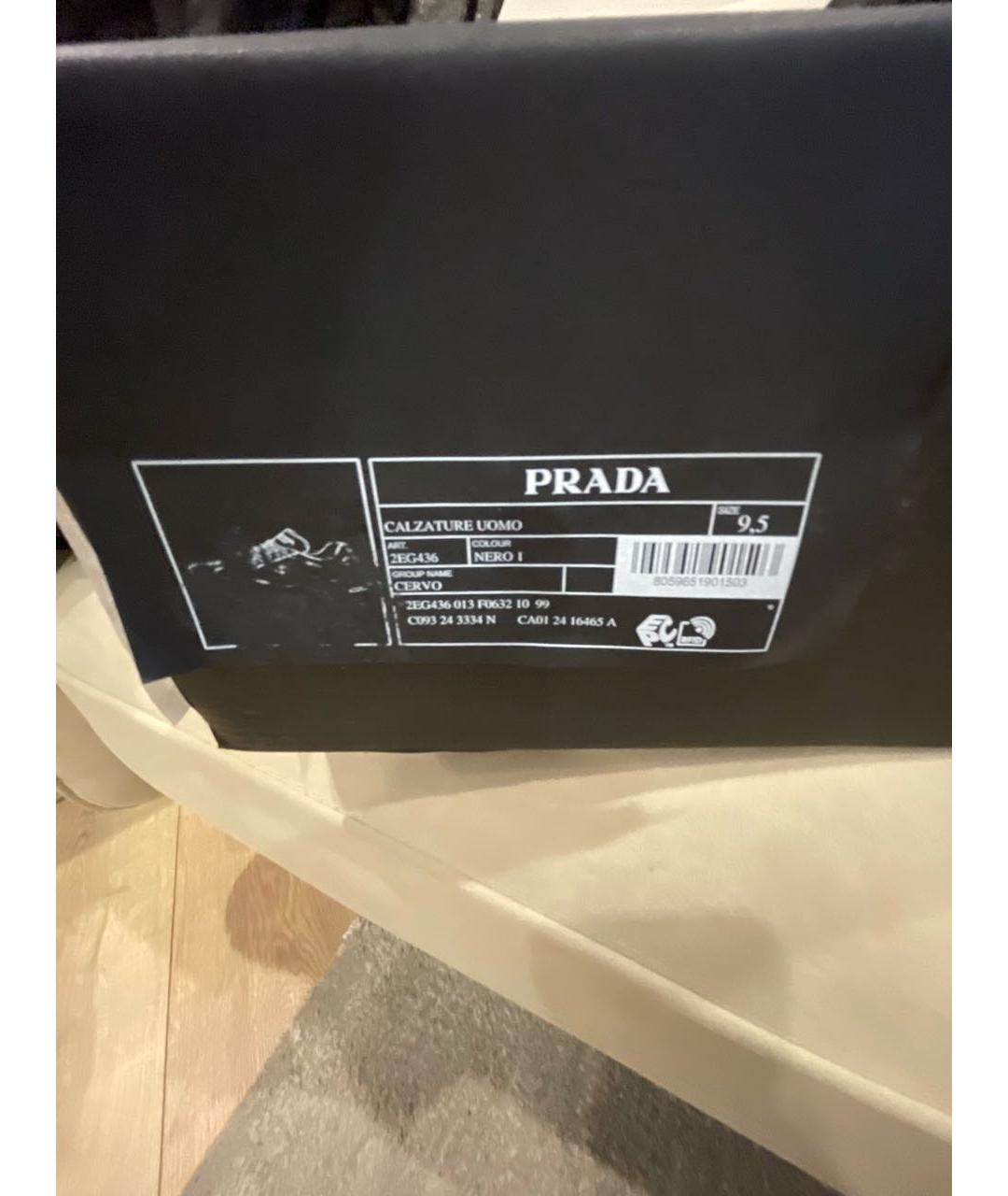 PRADA Черные кожаные низкие кроссовки / кеды, фото 5