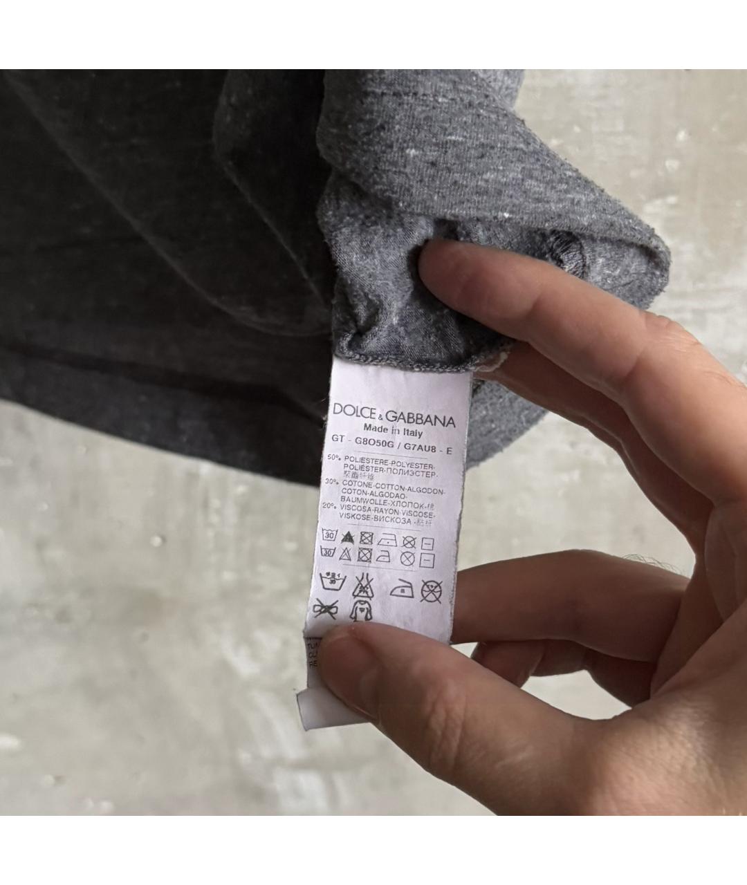 DOLCE&GABBANA Серая вискозная футболка, фото 5