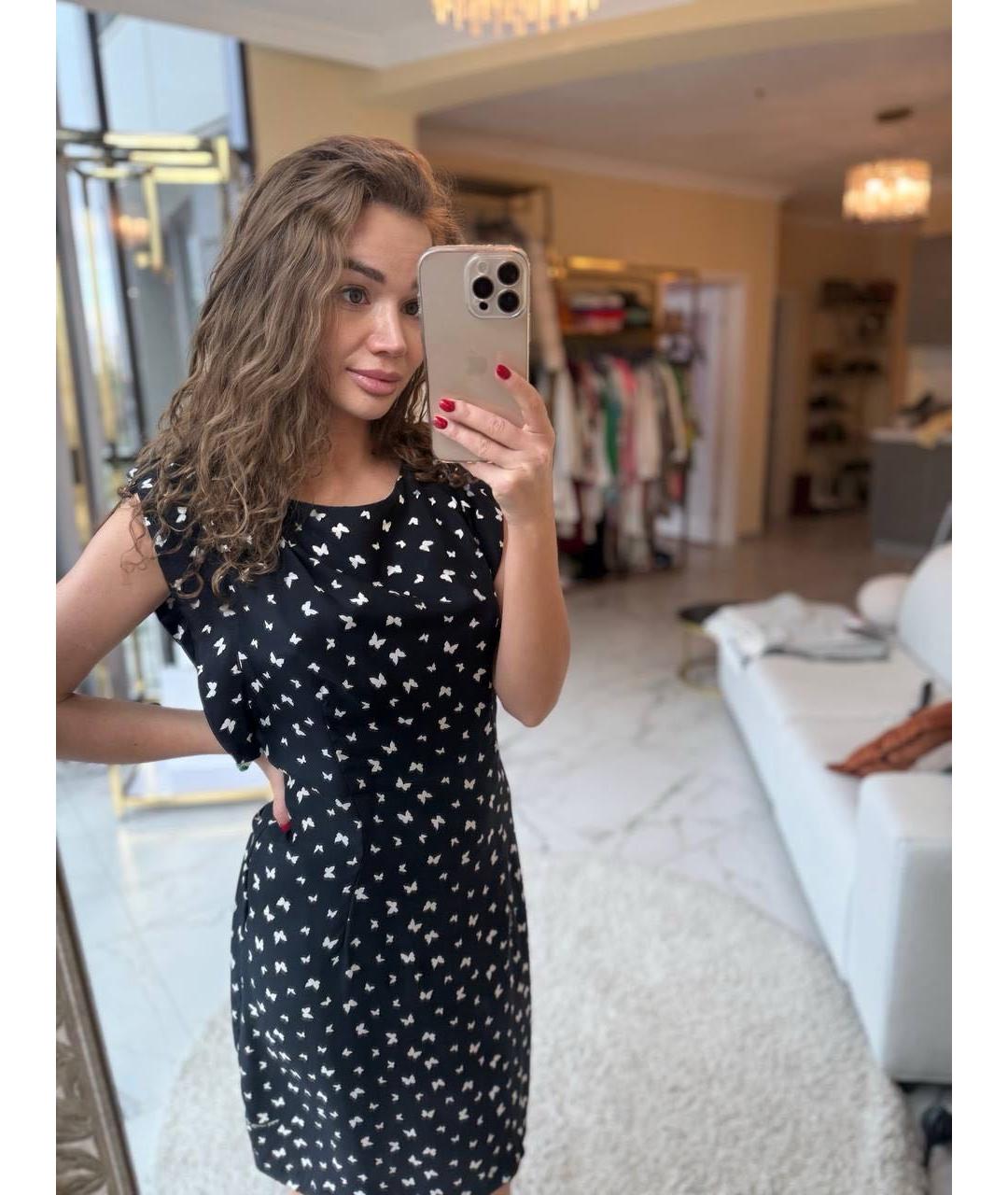 LES COPAINS Черное шелковое повседневное платье, фото 8