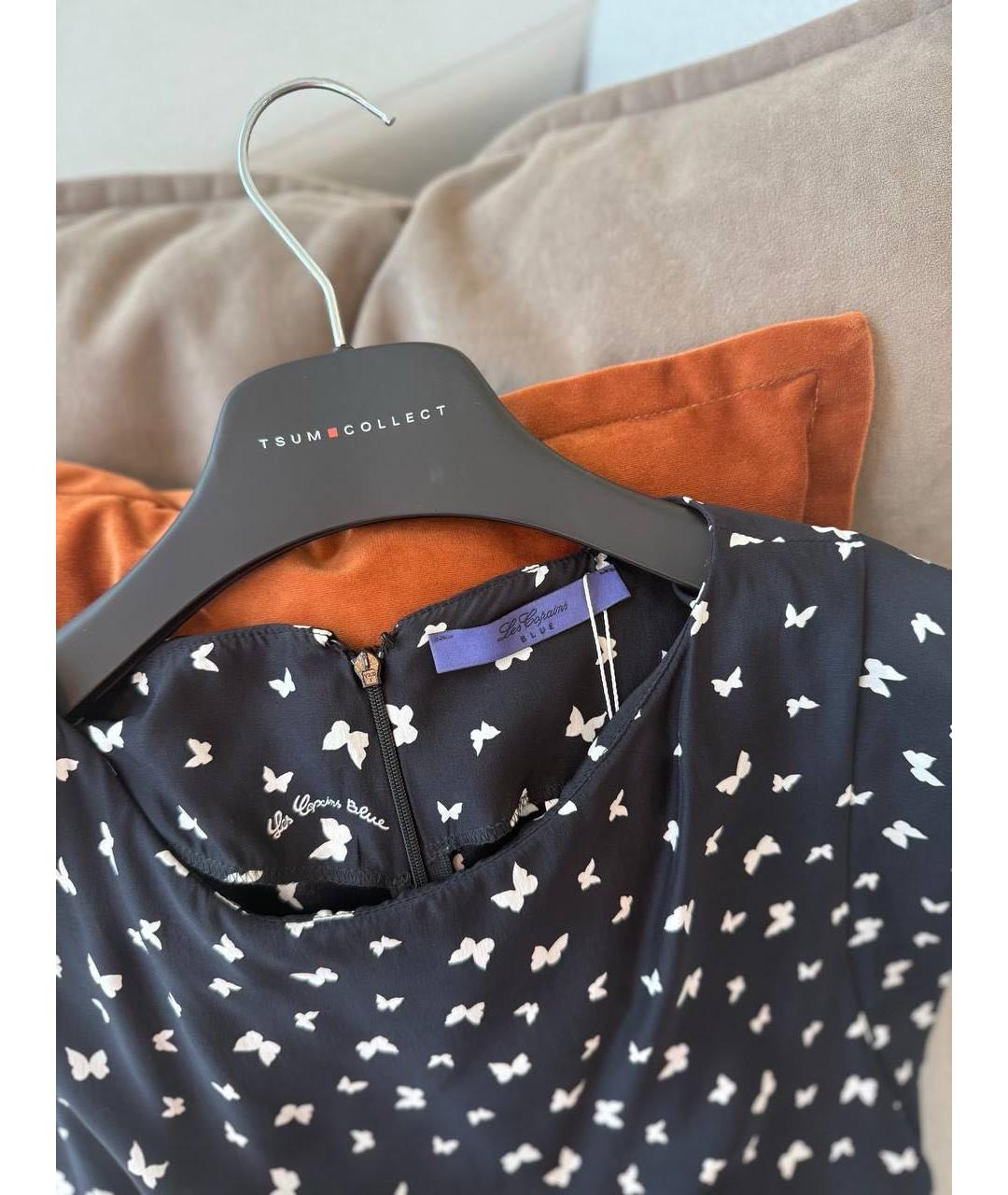 LES COPAINS Черное шелковое повседневное платье, фото 3