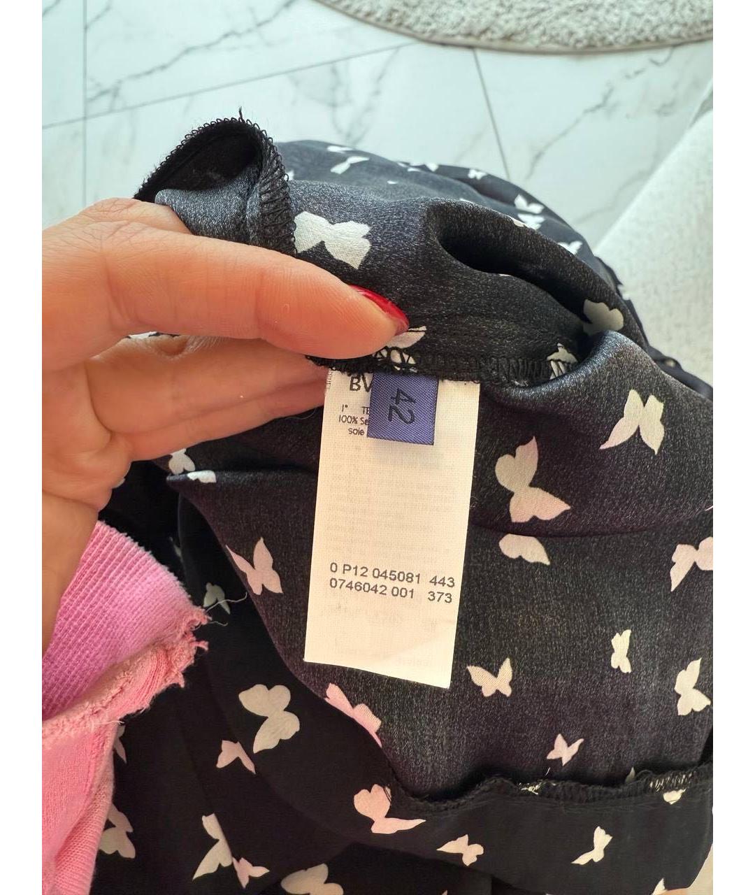 LES COPAINS Черное шелковое повседневное платье, фото 7