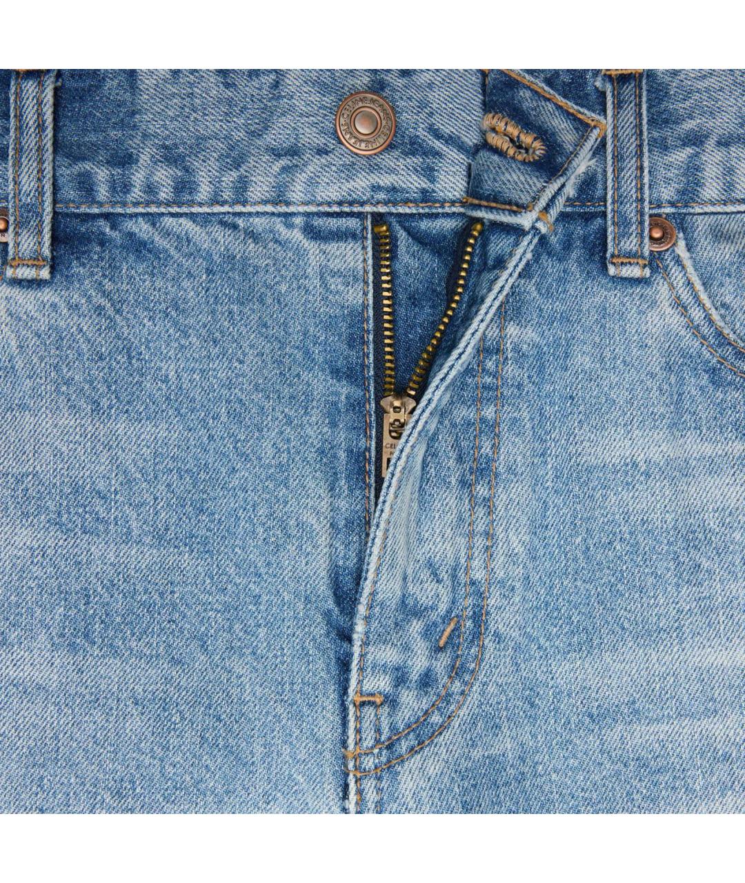 CELINE Голубые хлопковые прямые джинсы, фото 7