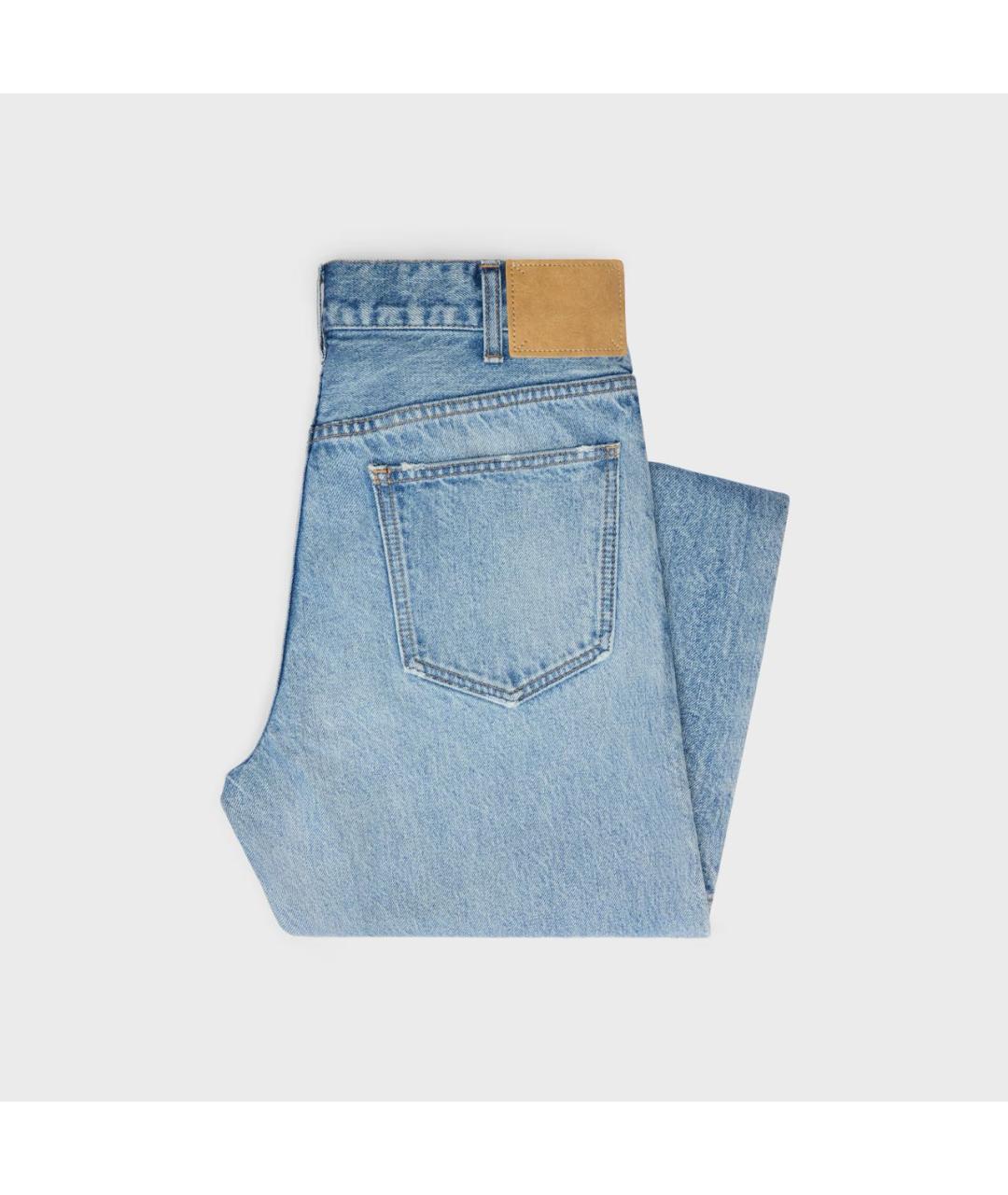 CELINE Голубые хлопковые прямые джинсы, фото 2