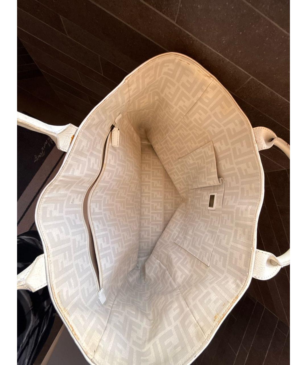 FENDI Белая пляжная сумка из искусственной кожи, фото 2