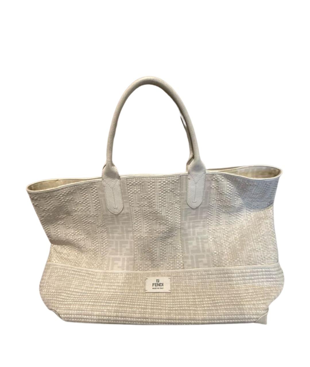 FENDI Белая пляжная сумка из искусственной кожи, фото 1