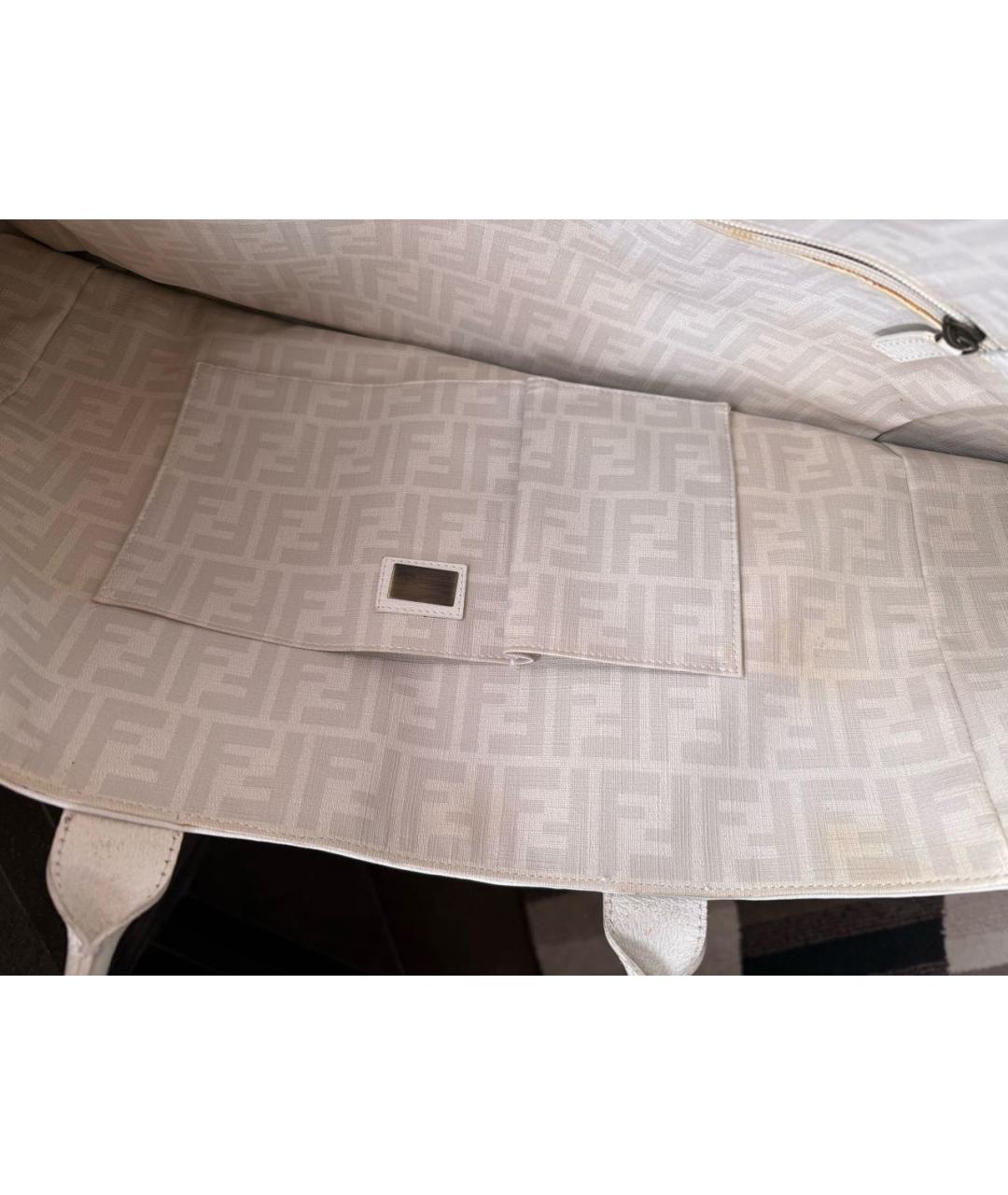 FENDI Белая пляжная сумка из искусственной кожи, фото 5