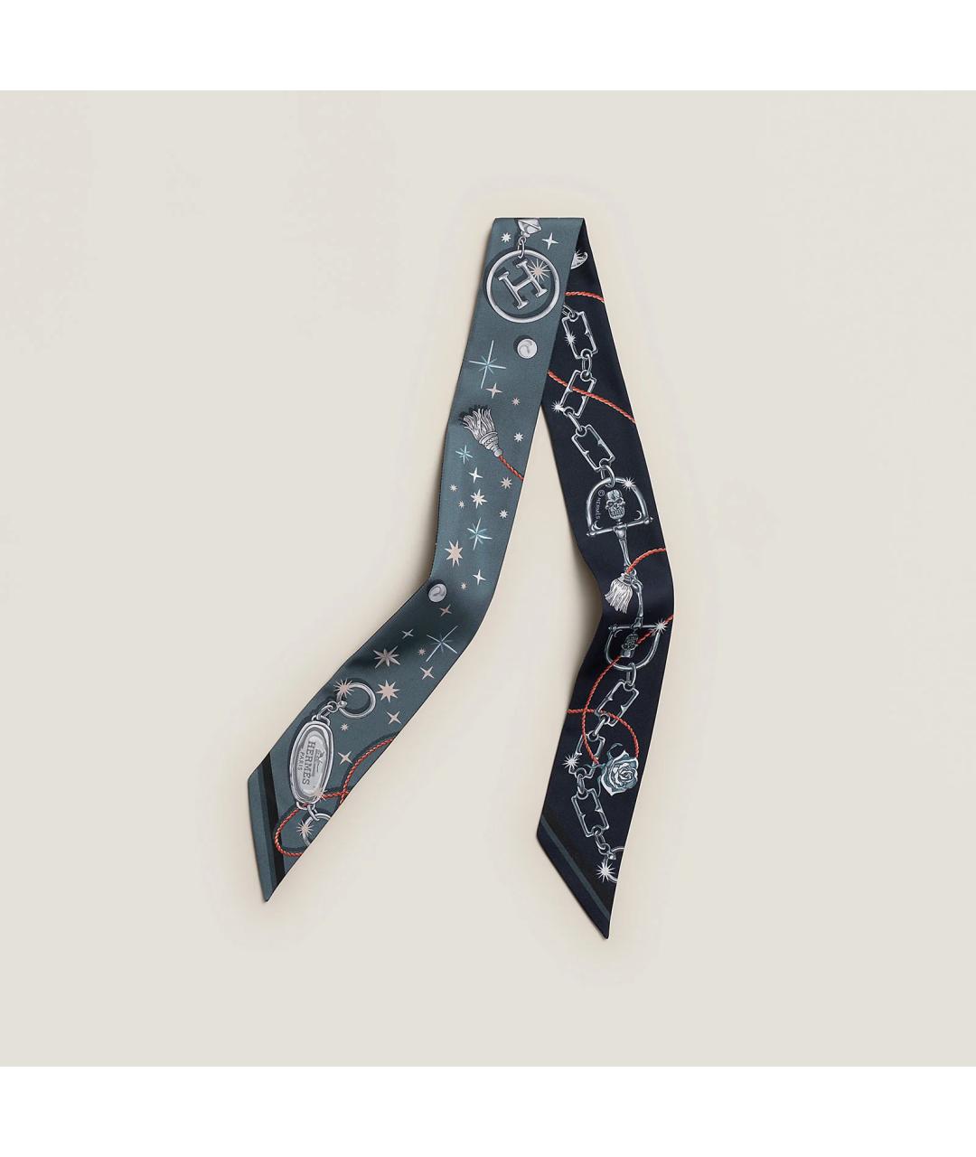 HERMES Темно-синий шелковый платок, фото 2