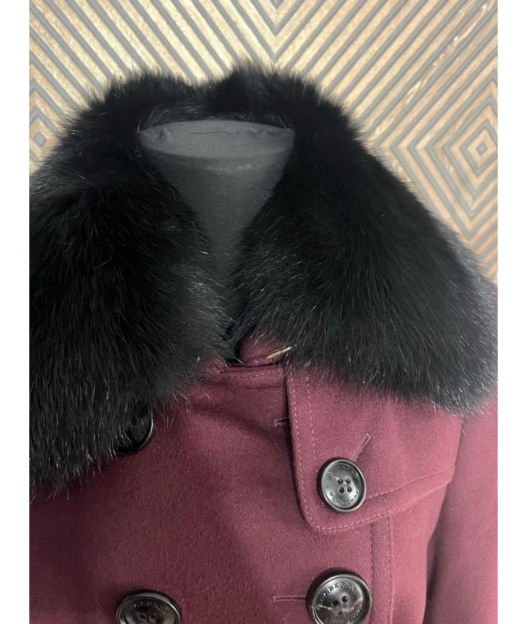 BURBERRY Бордовое шерстяное пальто, фото 7