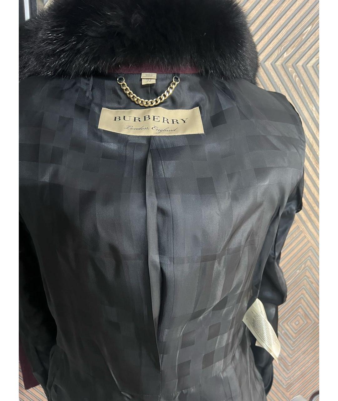 BURBERRY Бордовое шерстяное пальто, фото 3