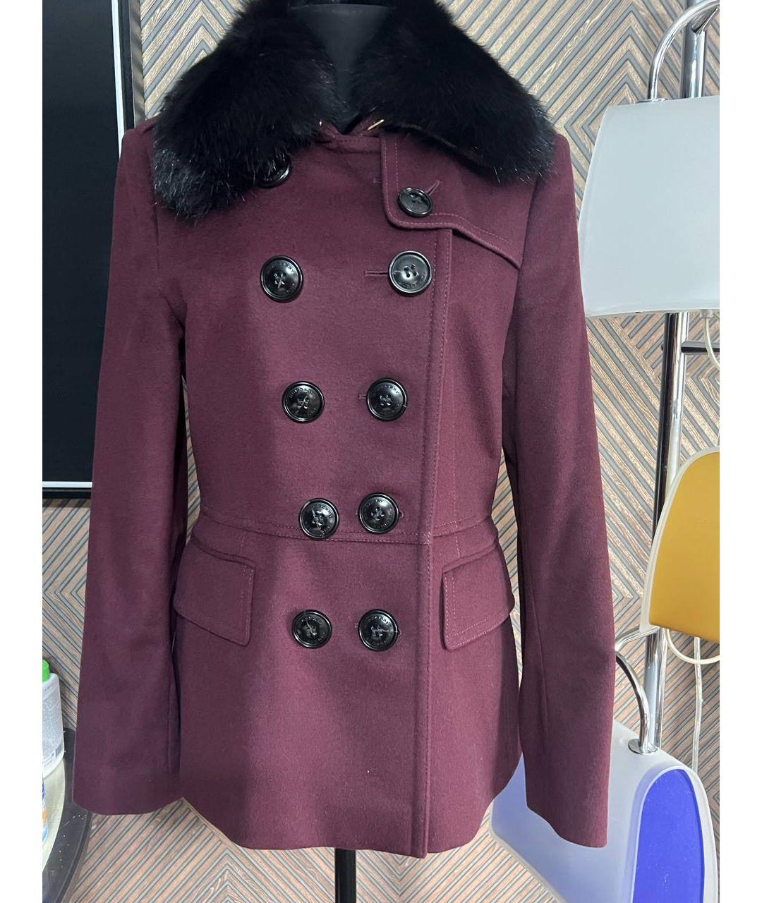 BURBERRY Бордовое шерстяное пальто, фото 9