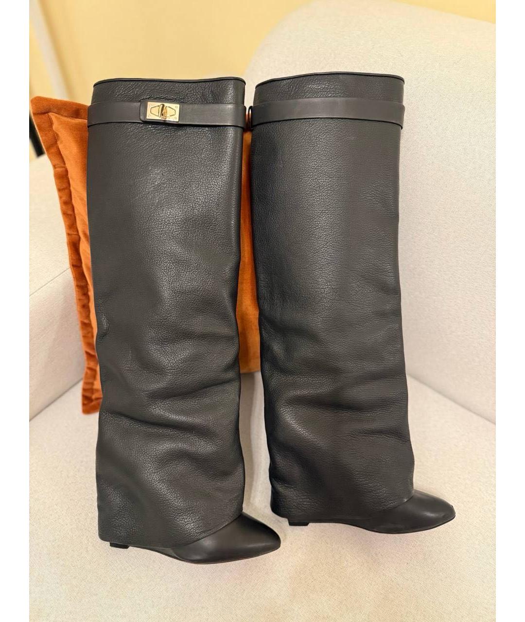 GIVENCHY Черные кожаные сапоги, фото 2
