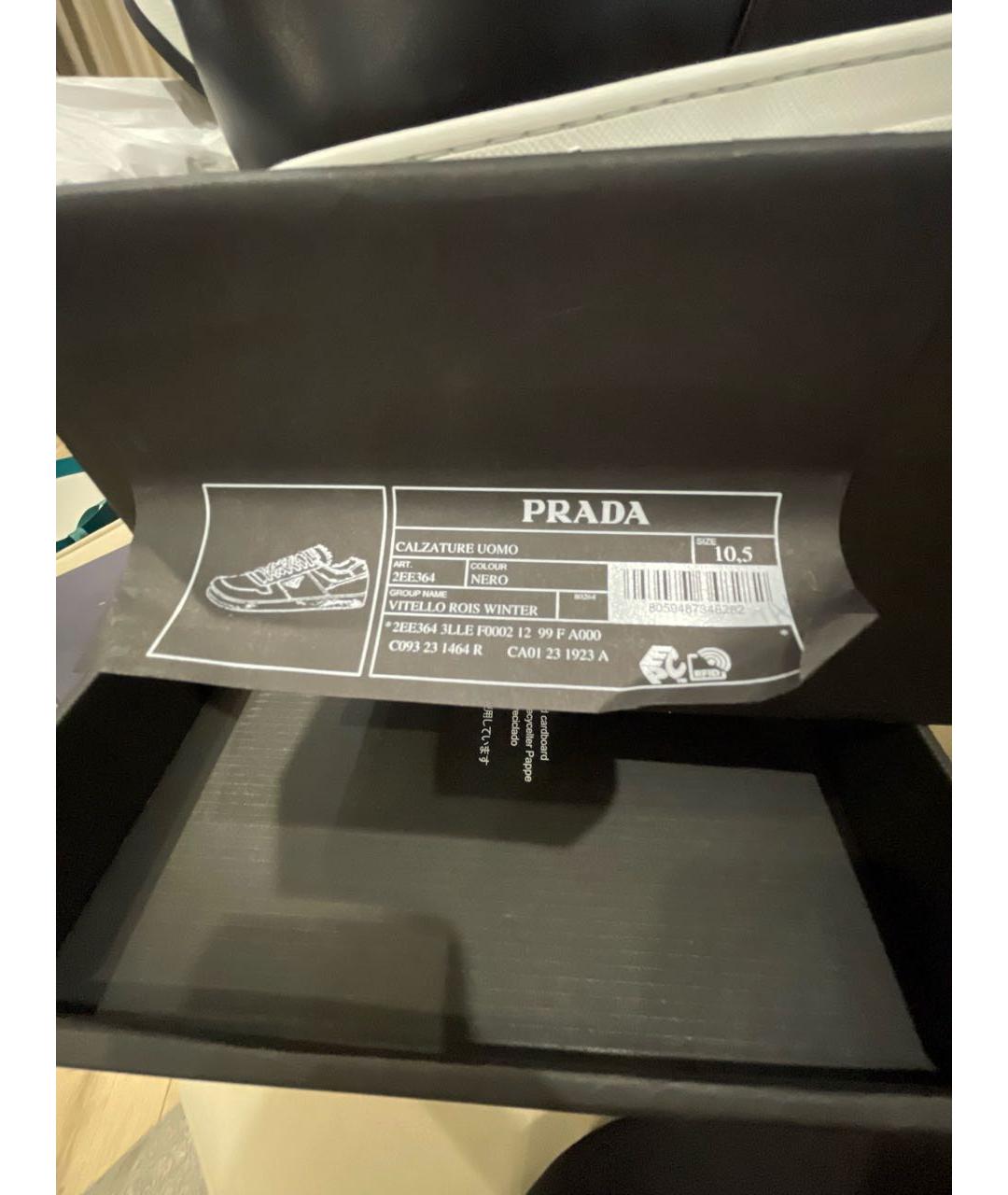 PRADA Черные кожаные низкие кроссовки / кеды, фото 5