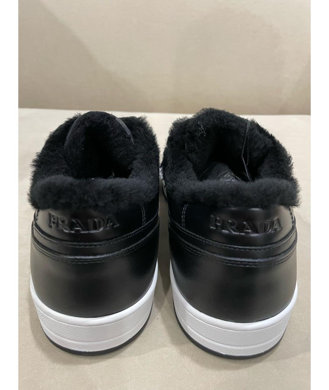 PRADA Черные кожаные низкие кроссовки / кеды, фото 4