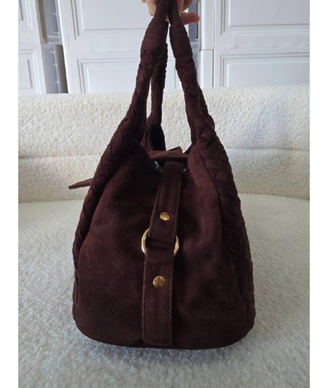 BOTTEGA VENETA Коричневая замшевая сумка тоут, фото 3