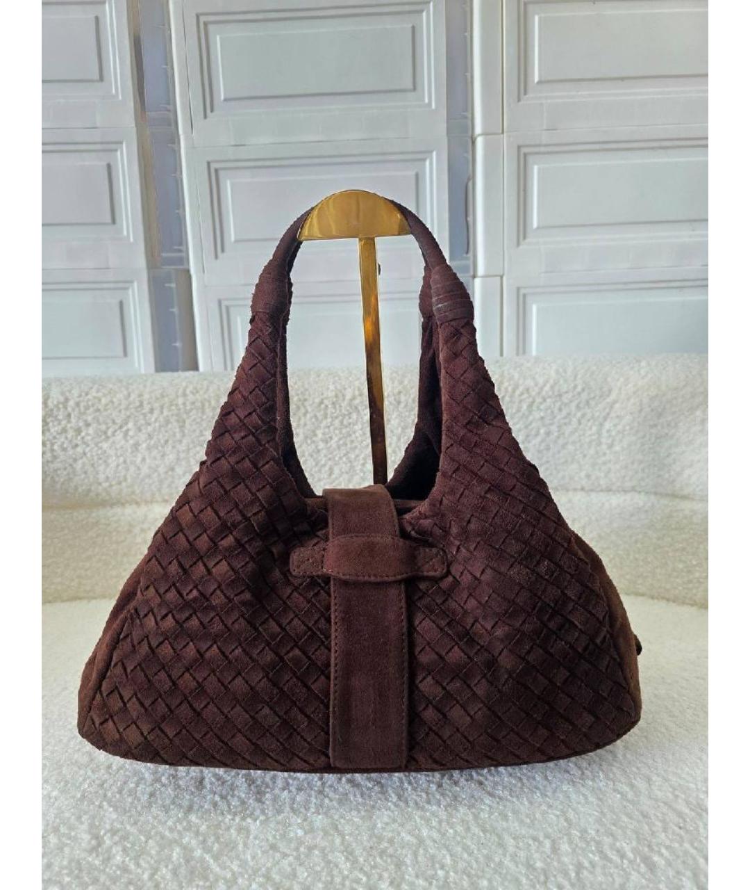 BOTTEGA VENETA Коричневая замшевая сумка тоут, фото 2