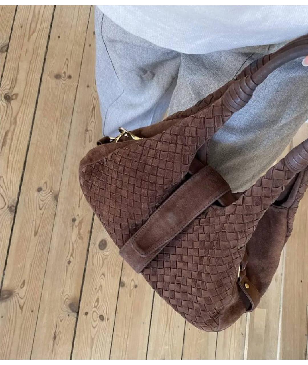 BOTTEGA VENETA Коричневая замшевая сумка тоут, фото 7