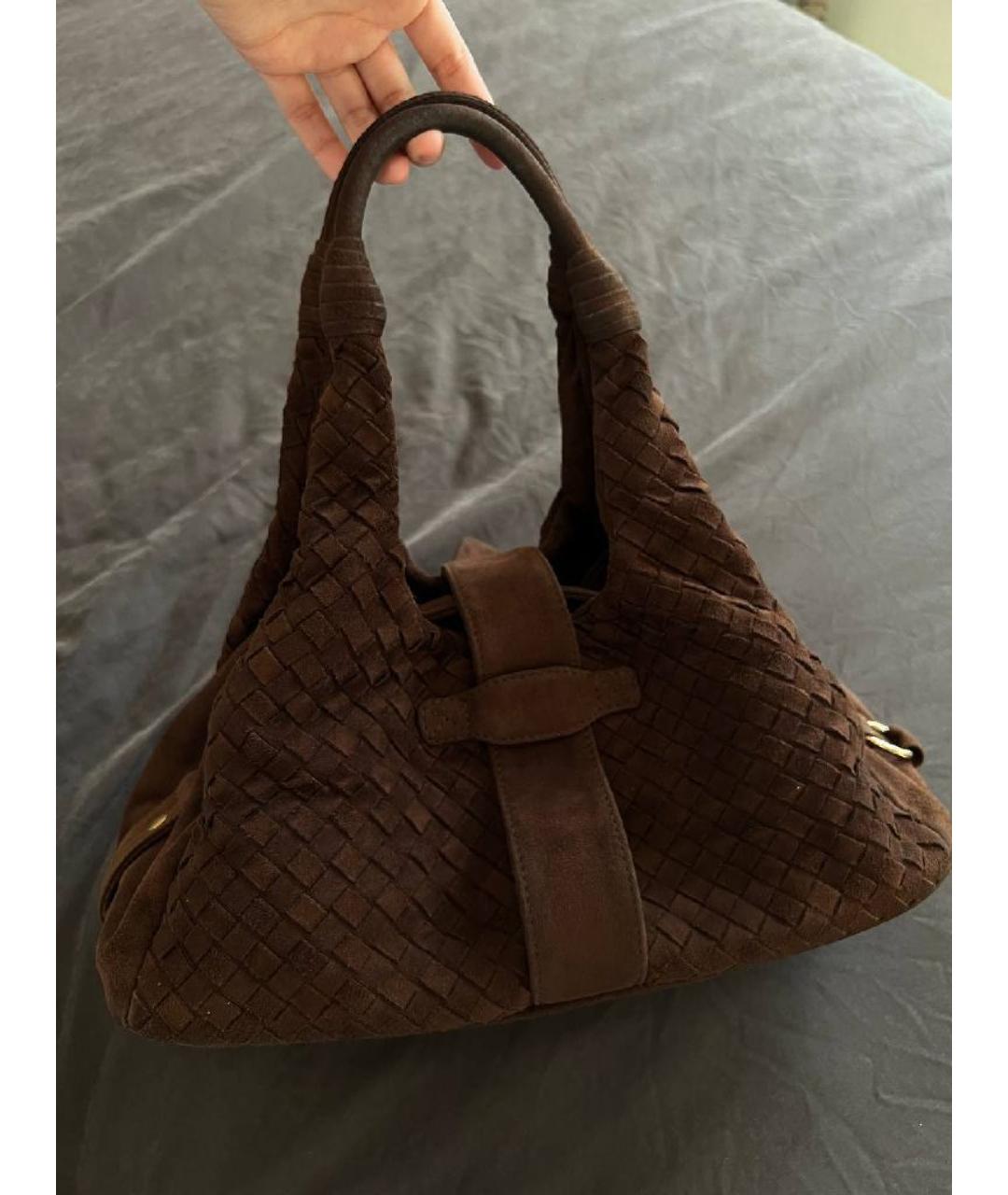 BOTTEGA VENETA Коричневая замшевая сумка тоут, фото 5
