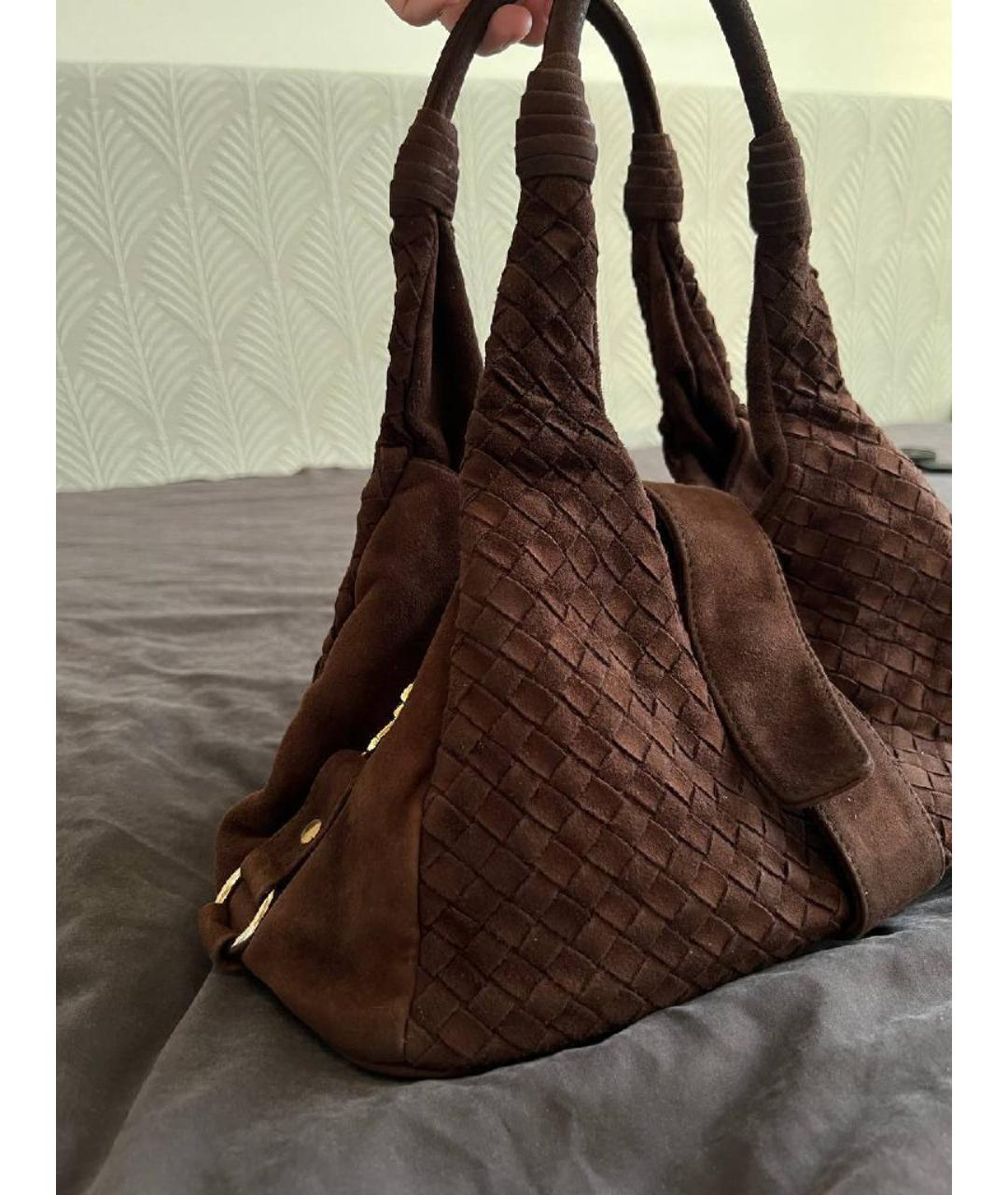 BOTTEGA VENETA Коричневая замшевая сумка тоут, фото 4