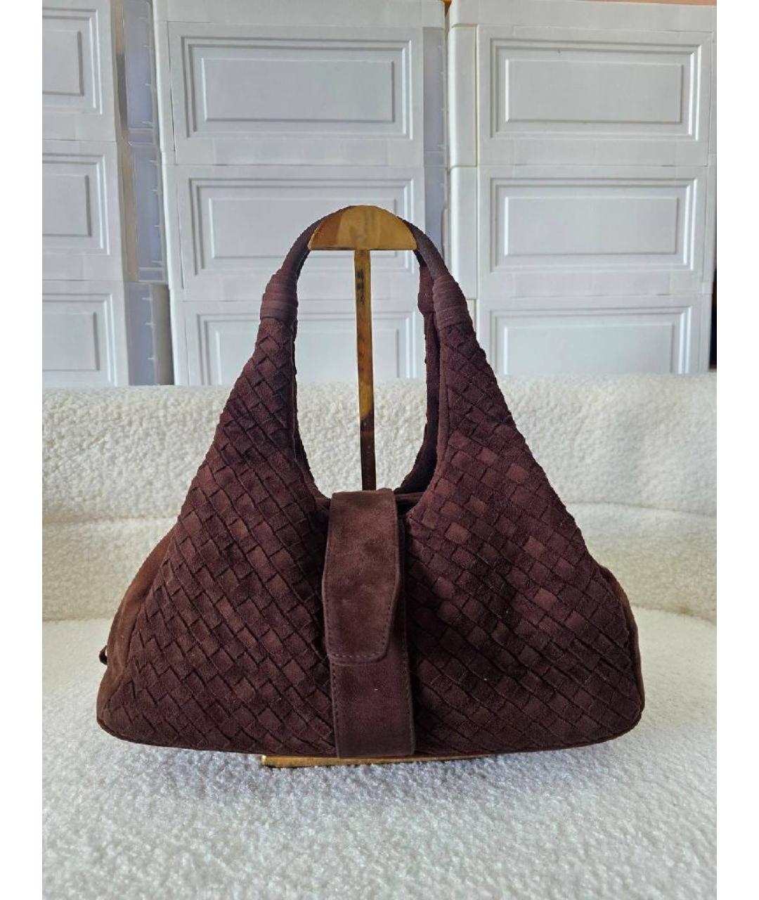 BOTTEGA VENETA Коричневая замшевая сумка тоут, фото 8