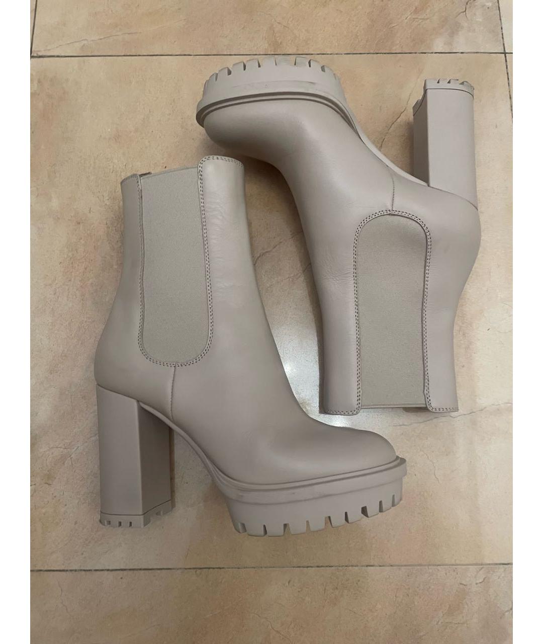 GIANVITO ROSSI Бежевые кожаные ботильоны, фото 9