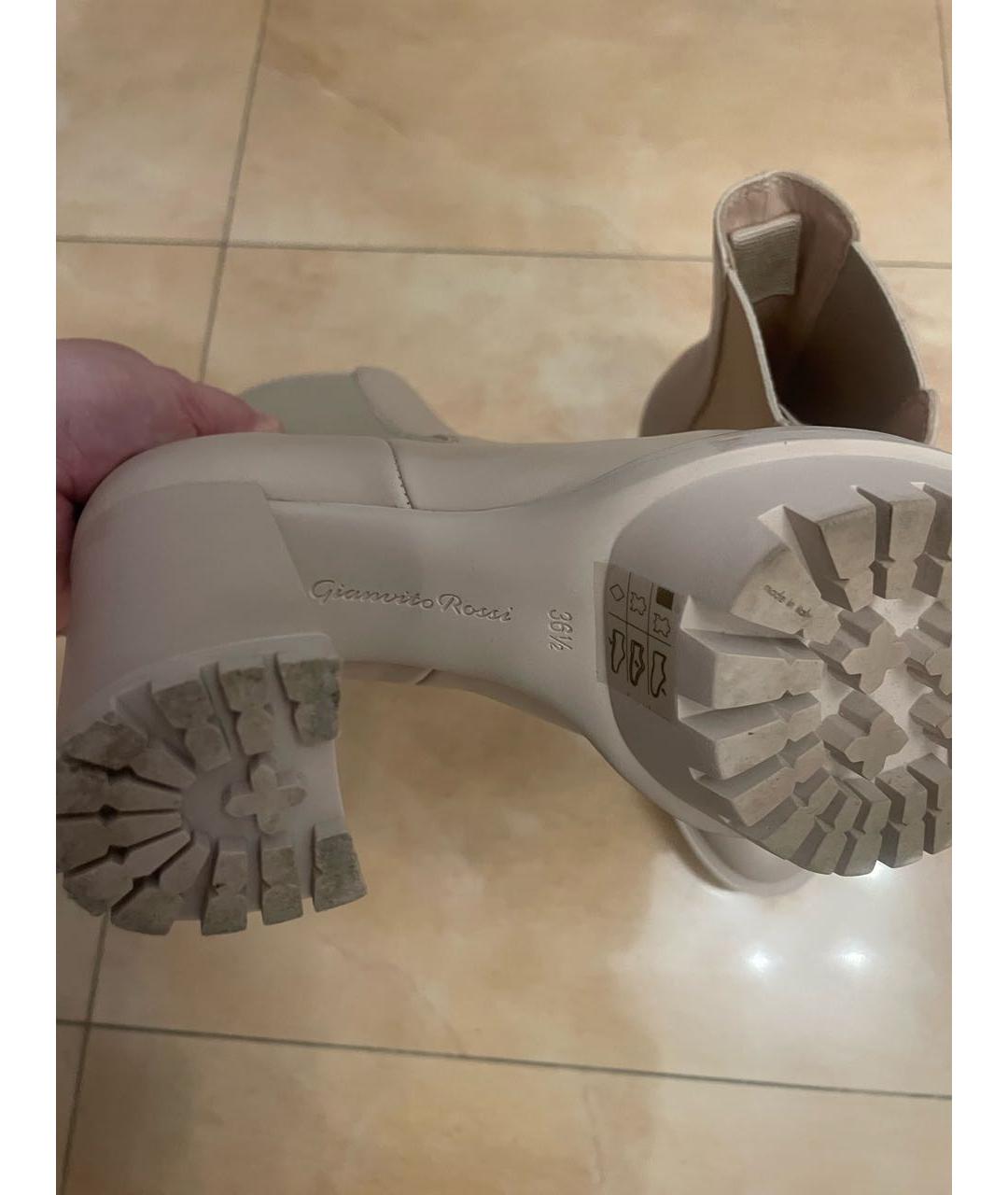 GIANVITO ROSSI Бежевые кожаные ботильоны, фото 6