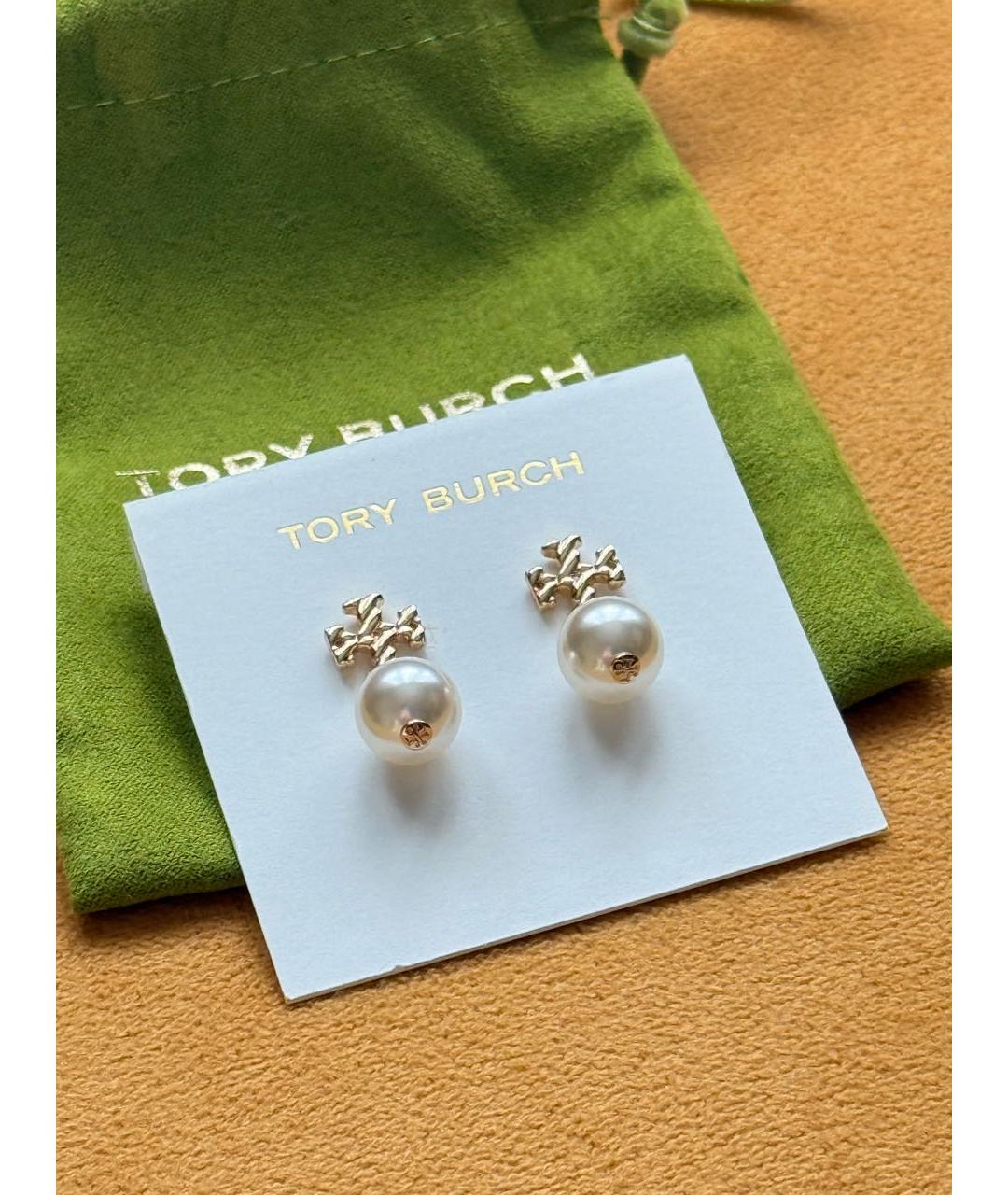 TORY BURCH Золотые металлические серьги, фото 2