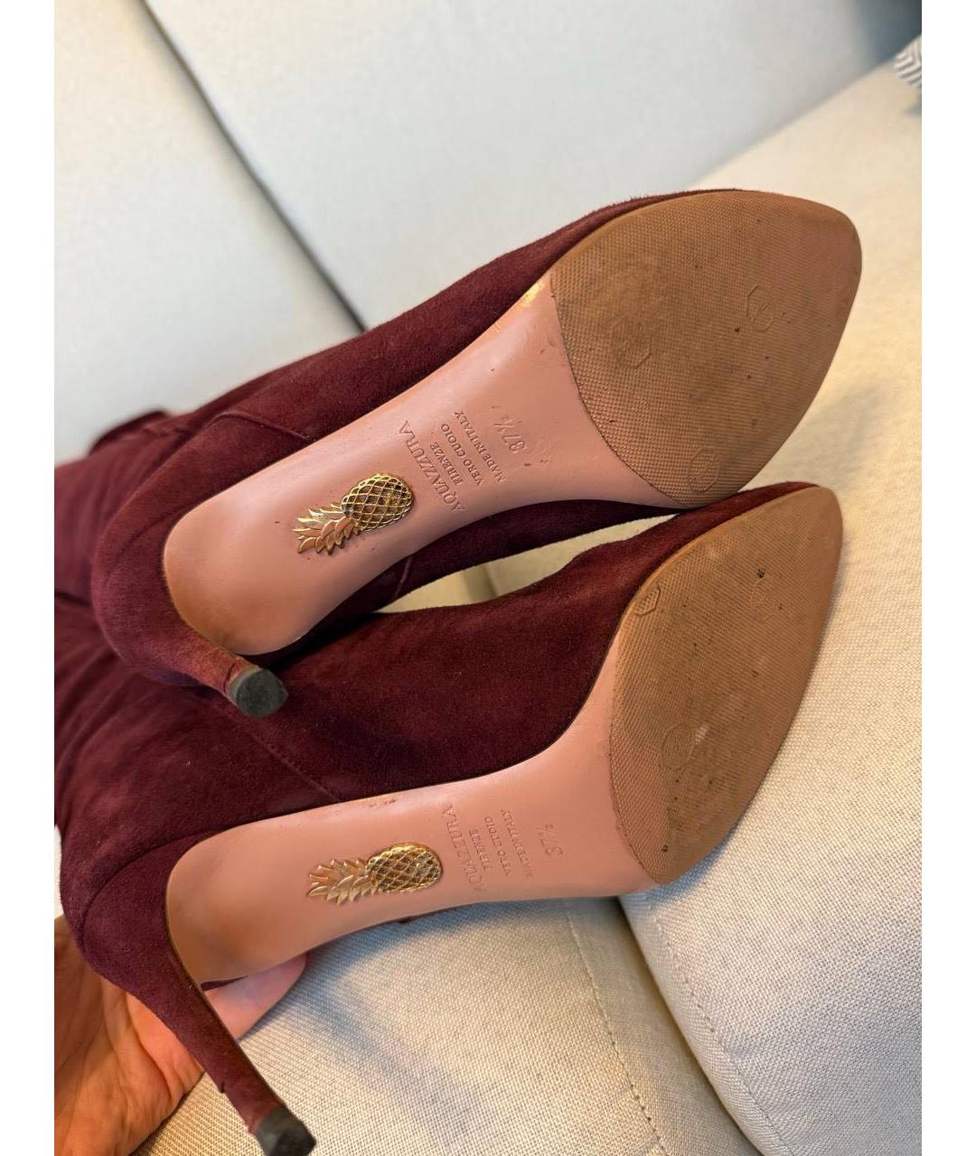 AQUAZZURA Бордовые замшевые ботфорты, фото 3