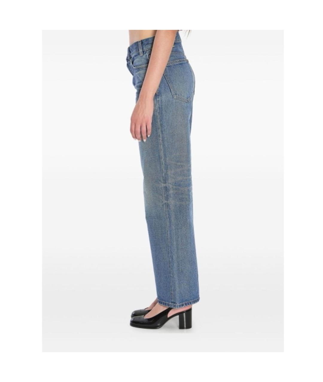 CELINE Синие хлопковые прямые джинсы, фото 5