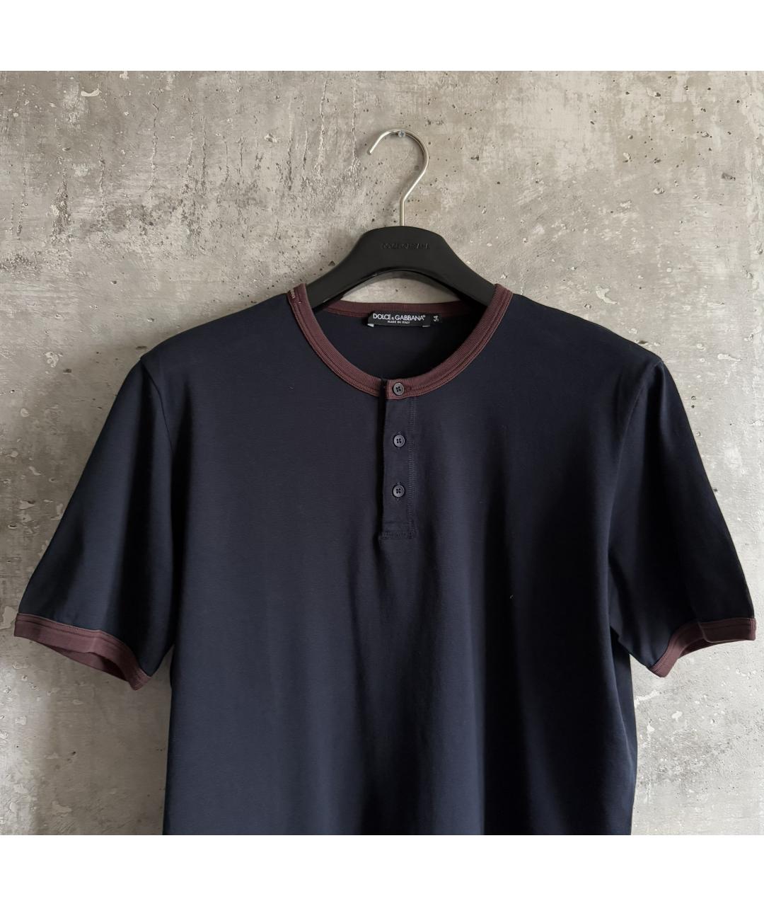 DOLCE&GABBANA Синяя хлопковая футболка, фото 4