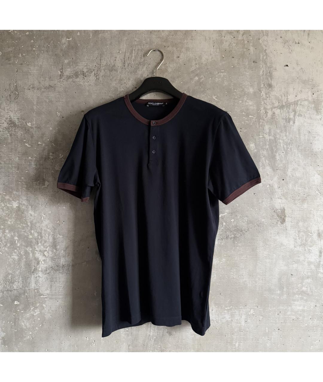 DOLCE&GABBANA Синяя хлопковая футболка, фото 6