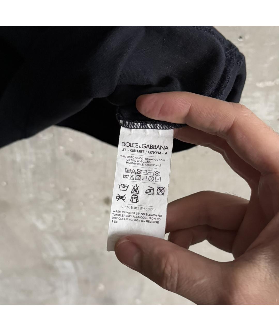 DOLCE&GABBANA Синяя хлопковая футболка, фото 5