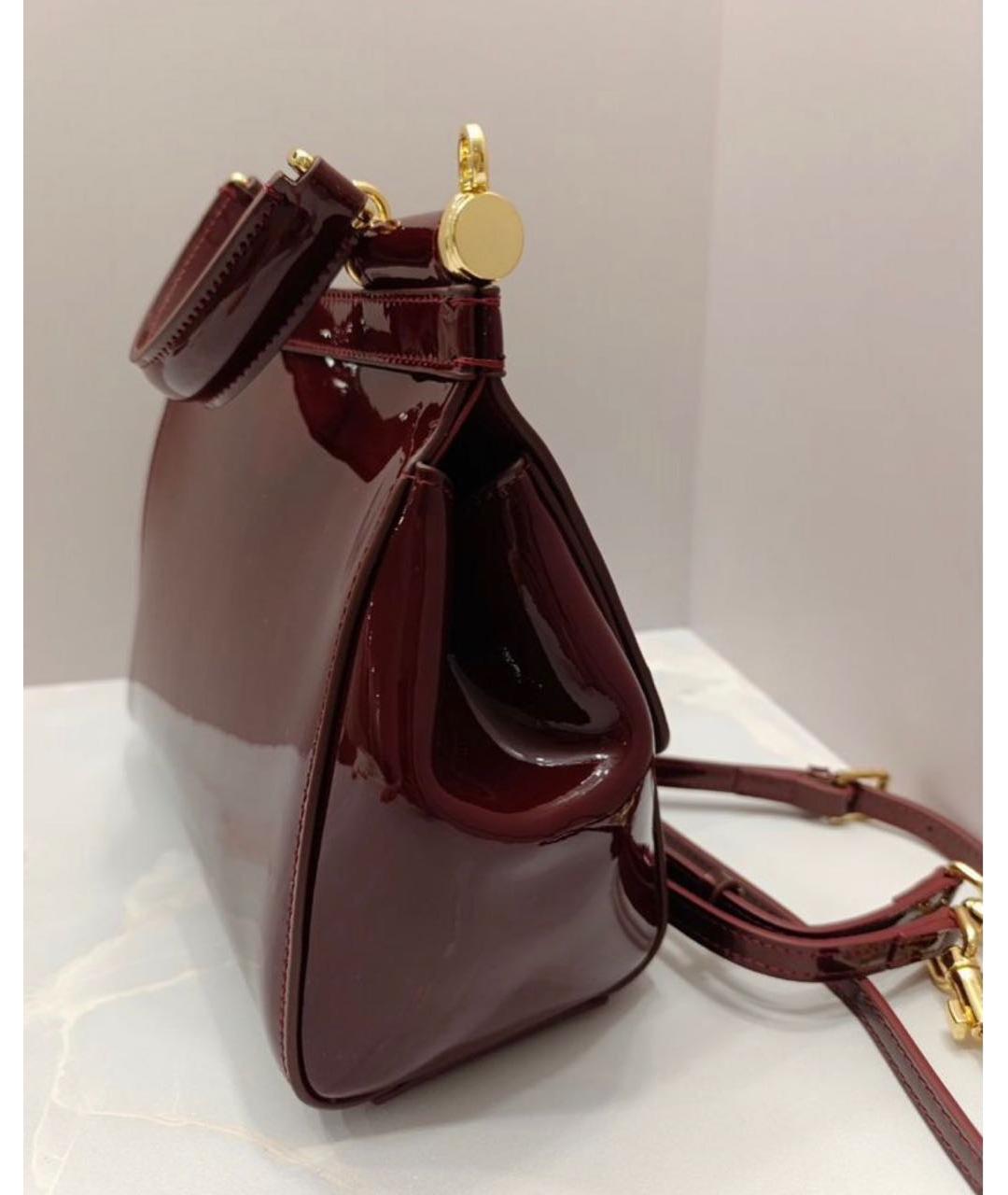DOLCE&GABBANA Бордовая сумка с короткими ручками из лакированной кожи, фото 2