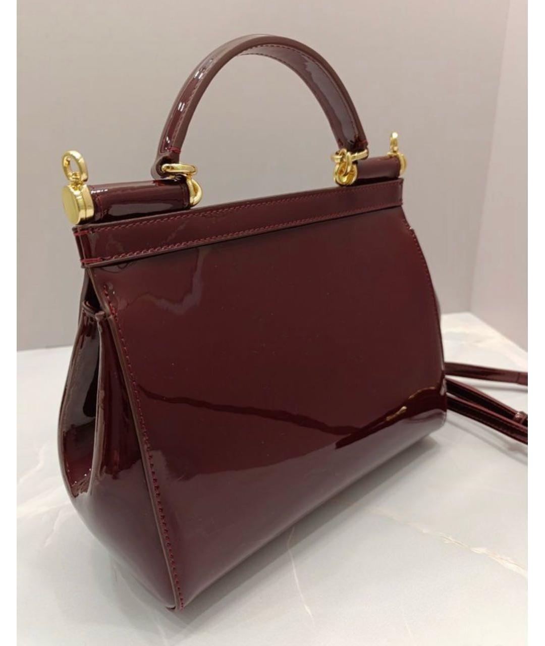 DOLCE&GABBANA Бордовая сумка с короткими ручками из лакированной кожи, фото 3