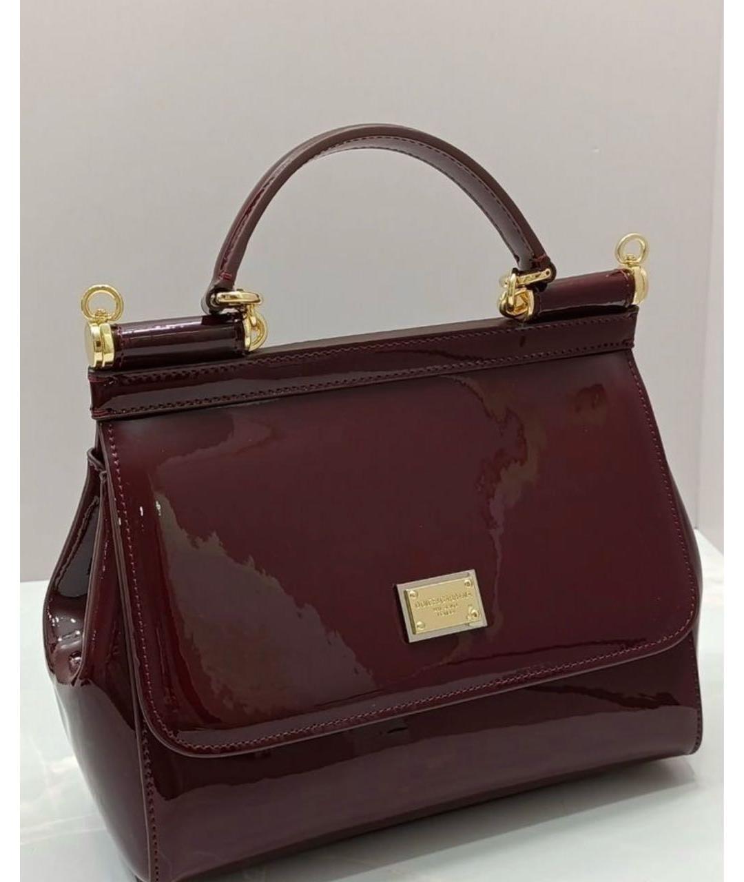 DOLCE&GABBANA Бордовая сумка с короткими ручками из лакированной кожи, фото 8