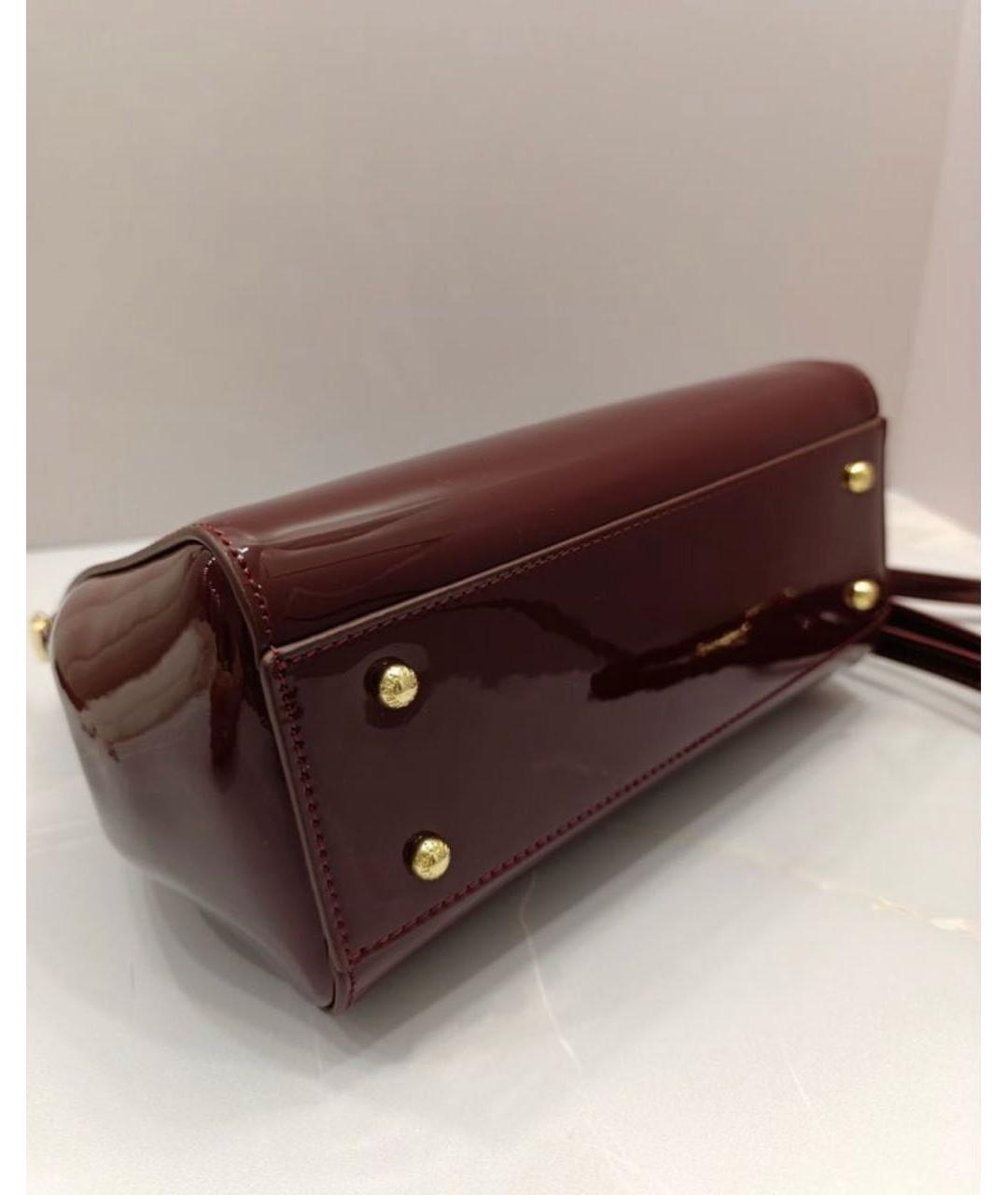DOLCE&GABBANA Бордовая сумка с короткими ручками из лакированной кожи, фото 4