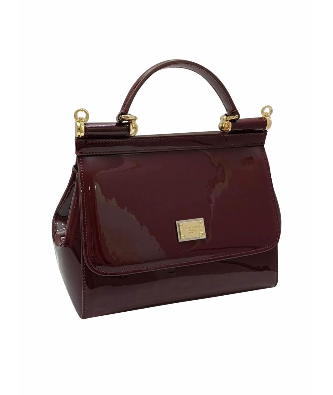 DOLCE&GABBANA Бордовая сумка с короткими ручками из лакированной кожи, фото 1
