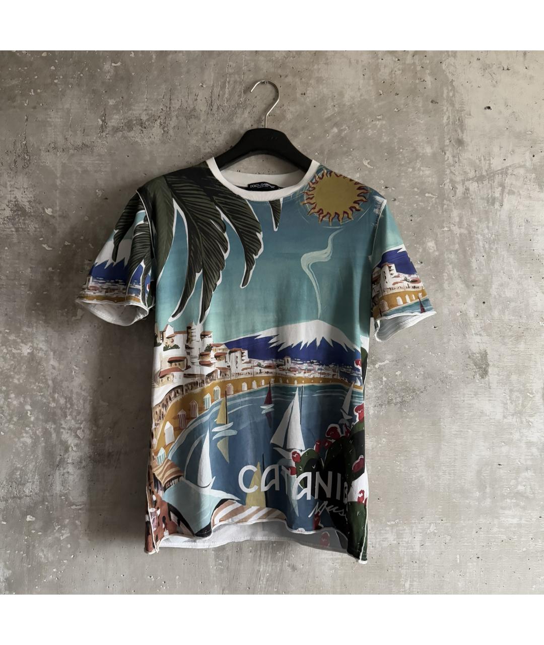 DOLCE&GABBANA Голубая хлопковая футболка, фото 8