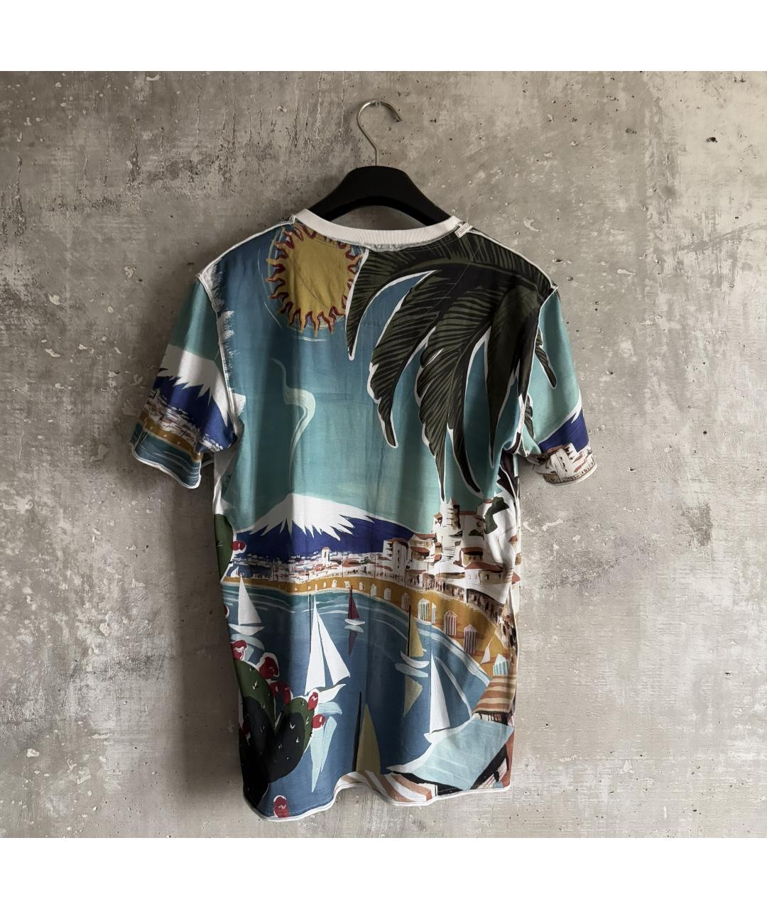 DOLCE&GABBANA Голубая хлопковая футболка, фото 2